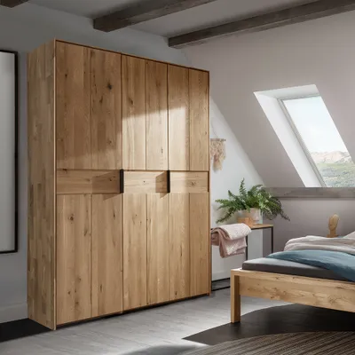 Produktbild von Kleiderschrank 165 cm breit modern im Landhausstil, Eiche massiv AVELLINO-137