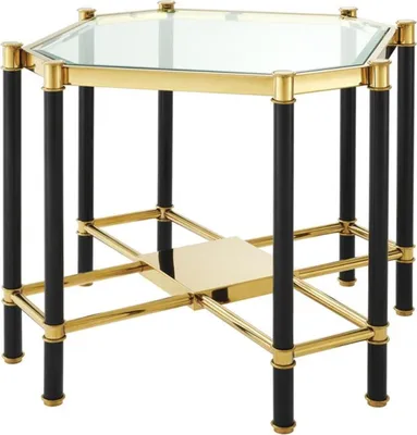 Produktbild von Casa Padrino Luxus Beistelltisch mit Glasplatte Gold / Schwarz 72,5 x 72,5 x H. 55,5 cm - Wohnzimmermöbel