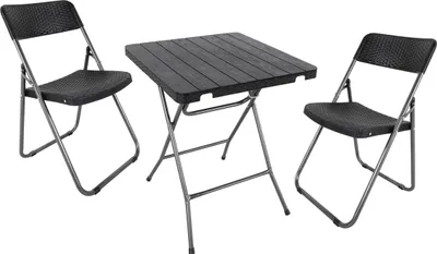 Produktbild von 3.00 Bistroset 3-teilig mit Tisch und 2 Stühlen - Metall / Kunststoff im Rattan Design