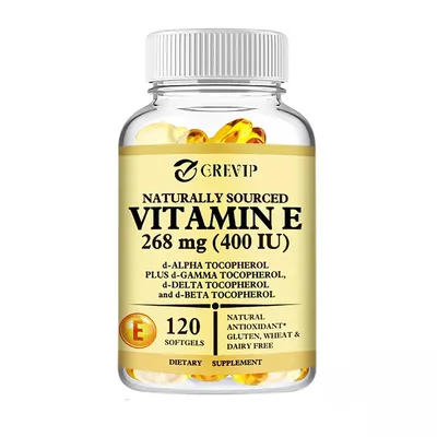 Image de Vitamine E (400 UI) 268 mg (120 gélules) Complément alimentaire, peau, cheveux, yeux, anti-âge, système immunitaire