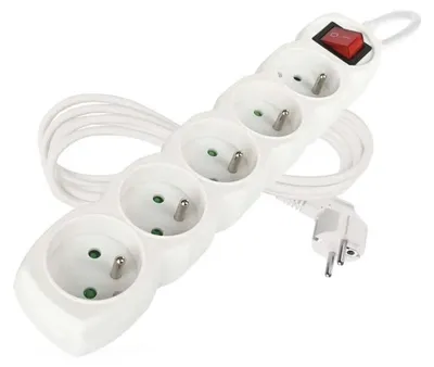 Obrázok produktu pre EMOS Predlžovací kábel 2 m / 5 zásuviek / s vypínačom / biely / PVC / 1 mm2