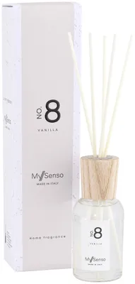Image de Diffuseur Premium 100 ml N°8 Vanille, My Senso, parfum d'ambiance, avec 5 bâtonnets en fibre, bâtonnets parfumés