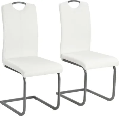 Produktbild von The Living Store Freischwinger 2 Stk. Weiß Kunstleder