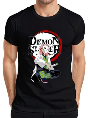 Zdjęcie produktu dla Koszulka męska Demon Slayer Sabito Mask Anime Kimetsu no Yaiba Gift, Czarny, XL
