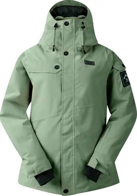 A studio shot of a green ski jacket.