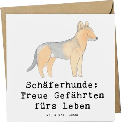 Produktbild von Mr. & Mrs. Panda Grußkarte Schäferhund Gefährten - Weiß - Geschenk, Begleiter, Hunde, Hunderassen, Klappkarte, Glückwunschkarte, Hund, anlasskarte, faltkarte, Hunderasse