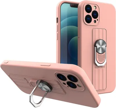 Image de Ring Case Coque en silicone avec prise pour les doigts et support pour Samsung Galaxy S21+ 5G (S21 Plus 5G) Rose