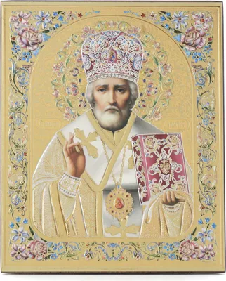 Produktbild von Sankt Nikolaus von Myra Holz Ikone 10x12cm christlich orthodox 11376