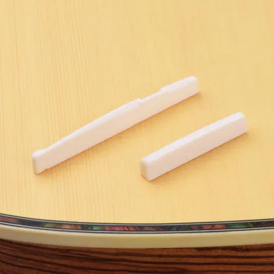 Produktbild von Gitarrensattel und Sattel aus echtem Knochenmaterial, 2 Stück, für 6 Saiten Akustikgitarre