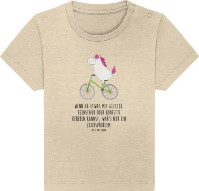 Produktbild von Mr. & Mrs. Panda  T-Shirt Einhorn Radfahrer 24. - 36. Monat - Natural Raw - Geschenk, Babyshirt, Kleinkind, Rad, Baby Oberteil, Unicorn, Konfetti, Einhörner, Öko