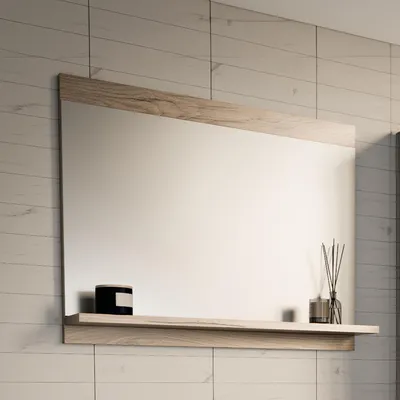 Zdjęcie produktu dla Lustro łazienkowe 'Krildihana' z półką 60 x 50 x 12 cm o wyglądzie dębu