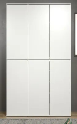 Produktbild von Garderobenschrank "Nevada" 6-türig in weiß, Schuhschrank 111 x 191 cm bis zu 16 Fächer