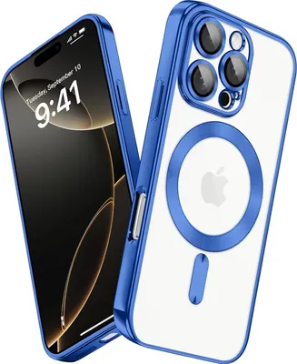 Produktbild von Handyhülle für iPhone 16 Pro mit Magsafe und Kameraschutz, Magnetisch Ultra Dünn Klar Überzug Schutzhülle Blau