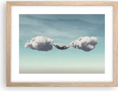 Produktbild von Gerahmtes Poster - Rahmen in heller Eiche - Wolken Hängematte Ruhe - 40x30 cm - Wand Bild - Wanddeko - Wandbilder - Kunstposter - Wandposter - Bilderrahmen - Bilder - Kunstdruck - P2NAA40x30-4373