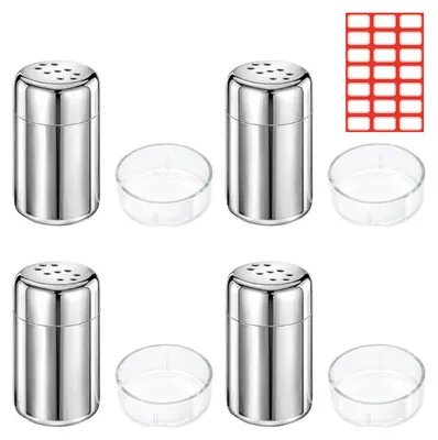 Mini-Salzstreuer Set 5er, Edelstahl, 15 ml, mit Deckel, für Camping & Reisen