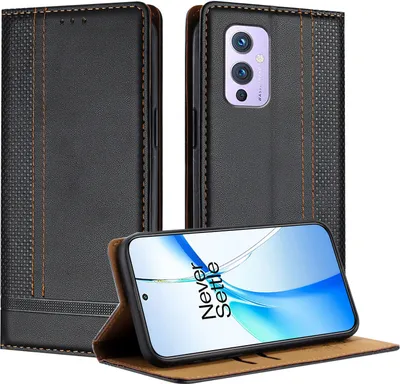 Obrázek produktu pro Pouzdro pro OnePlus 9 kožené flipové pouzdro s funkcí stojánku černé
