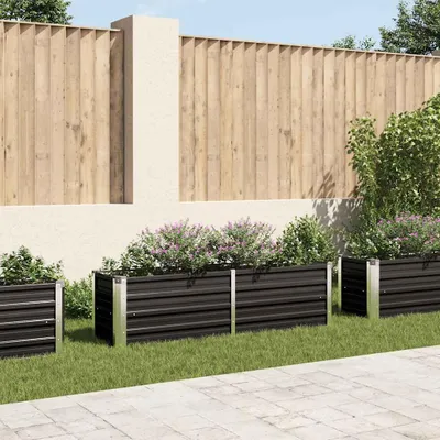 Produktbild von vidaXL Garten-Hochbeet, Verzinkter Stahl, Anthrazit, 160 x 40 x 45 cm, witterungsbeständig, offene Unterseite