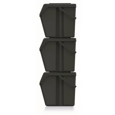Produktbild von 3er Set recycelter schwarzer Mülleimer 25 L SORTI BOX ISWB25S3-S411