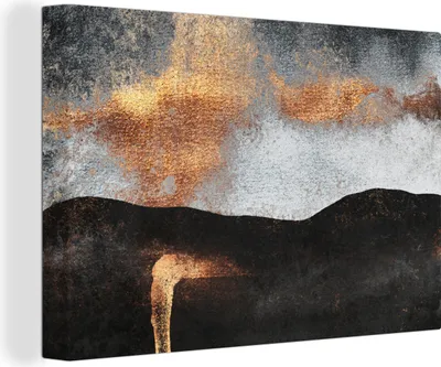 Obrázok produktu pre OneMillionCanvasses® - Maľba na plátne - Obraz na plátne Nástenná maľba na plátne - Abstraktné - zlaté - elegantné - čierne - sivé - 150x100cm -