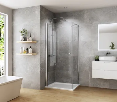 Image de Heilmetz Cabine de douche 80x90x185cm porte battante avec paroi latérale Paroi de douche rectangulaire Cabine de douche 6mm verre de sécurité avec nano-revêtement