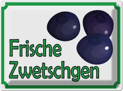 Produktbild von vianmo Blechschild 30x40 cm frische Zwetschgen Hofladen Marktstand Laden Obst Gemüse