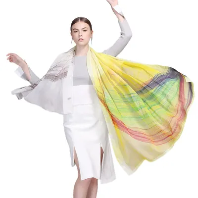 Produktbild von Prettystern Damen XXL Seidenschal Stola Sommer-Tuch Seide Schal Strand Pareo Sar