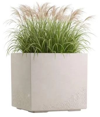 Immagine prodotto di HowHomely | Vaso da fiori - Vaso da esterno - beige - 40 x 40 x 40 cm - Copri-vaso - su rotelle - effetto cemento