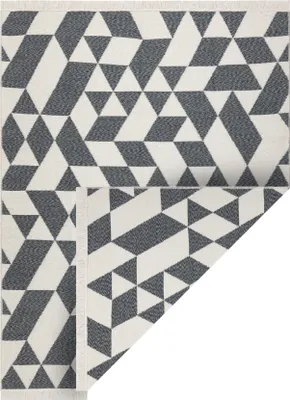 Zdjęcie produktu dla Dywan TWIN 22992 Geometryczny, bawełna, dwustronny Ekologiczny frędzle - antracyt / krem szary 160x220 cm