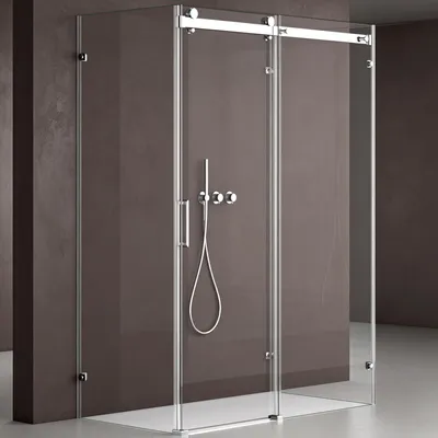 Produktbild von doporro U-Form Duschkabine 100x100x195cm Duschabtrennung mit Schiebetür inkl. 4cm flacher Duschtasse Weiß ESG-Sicherheitsglas Klarglas 4-Punktbefestigung inkl. Easy-Clean-Beschichtung Ravenna17-2UK
