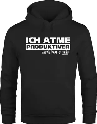 Produktbild von Herren Hoodie mit Spruch Ich atme produktiver wird`s heute nicht Moonworks® schwarz XXL