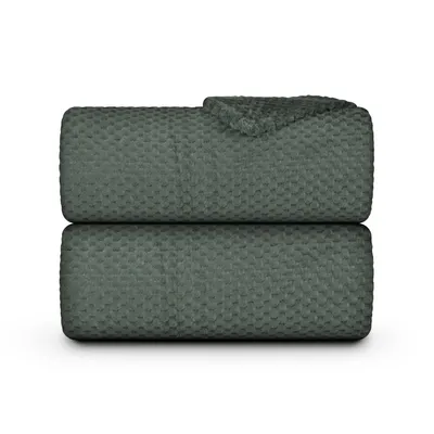 Immagine prodotto di Coperta di flanella 150x200cm (Moon Mist Grey) Soffice coperta strutturata per divano, letto e divano, copriletto, divano e lancio