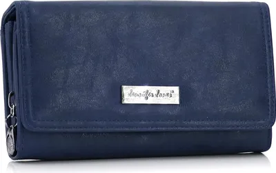 Produktbild von Portemonnaie Damen mit vielen Kartenfächern - Geldbörse aus Kunstleder - Geldbeutel für Frauen - Brieftasche Damen (Navy)