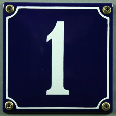 Produktbild von Hausnummernschild 1 blau - weiß 12x12 cm Schild Emaille Hausnummer Haus Nummer Zahl