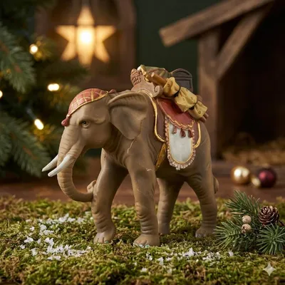 Produktbild von Handbemalte Krippenfigur Elefant mit Gepäck, ca. 15,5 cm, T 081