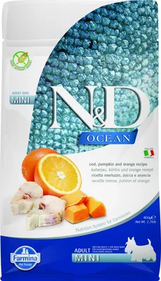 Productafbeelding van N&D OCEAN DOG Volwassen Hond, Mini, Kabeljauw & Pompoen & Sinaasappel, 800g