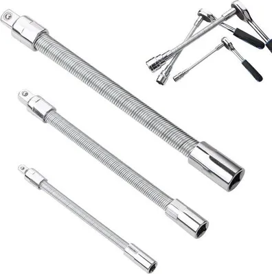 Obrázek produktu pro Flexibilní sada otočných tyčí 4 v 1 s nástavci 1/4", 3/8" a 1/2" a koncovkou se závitem na kuličkových ložiscích