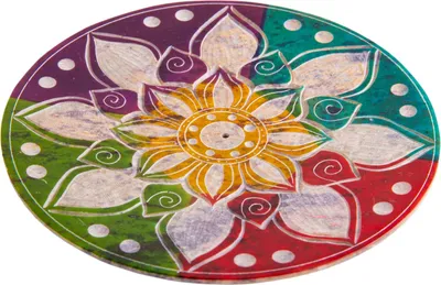Produktbild von Räucherstäbchenhalter - Buntes Mandala rund aus Speckstein