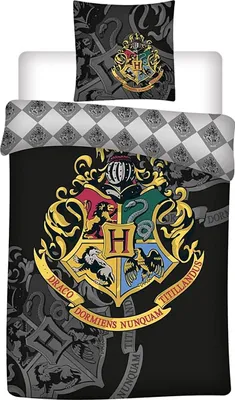 Produktbild von Graues Betwäsche-Set mit Hogwarts Wappen HARRY POTTER, Zertifikat