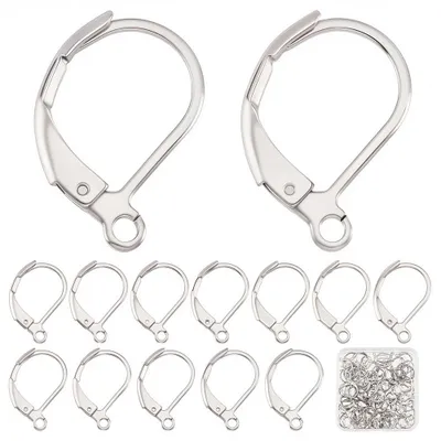 Produktbild von Brisuren Ohrhaken - 100 Stück - Zur Schmuckherstellung - 15 x 10 mm - 304 Edelstahl