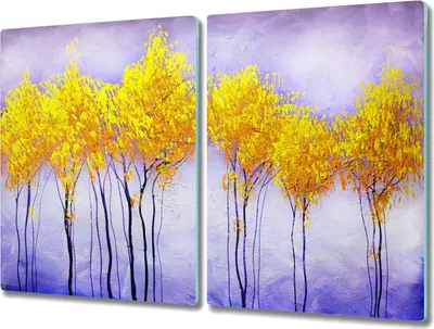Produktbild von Coloray Hackbrett Kochplattenabdeckung Herdabdeckplatte 2x40x52 cm Schneidebrett Küchenbrett - Bäume