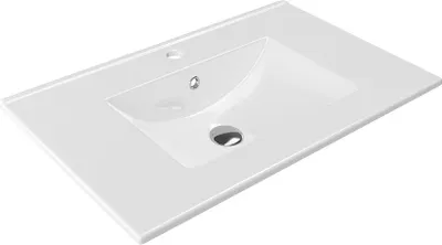 Zdjęcie produktu dla Umywalka meblowa prostokątna 81x46,5 cm z otworem na baterię, biały połysk - elegancki dodatek do łazienki