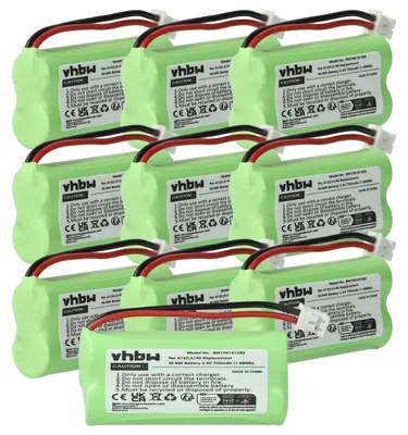 Produktbild von vhbw 10x Akku kompatibel mit Siemens Gigaset A245, A245 WEIB, A240 DUO, A245 DUO, A240 weib, A26 schnurlos Festnetz Telefon (700 mAh, 2,4 V, NiMH)