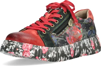 Produktbild von Laura Vita Damen Sneaker mit Blumenmuster und floral gemusterter Sohle Soleno 02, Größe:38 EU, Farbe:Rot