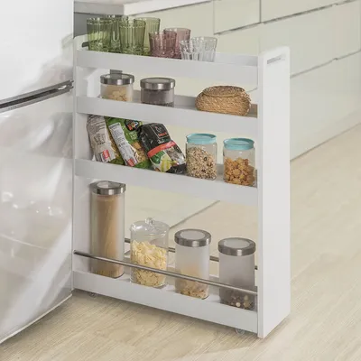 Produktbild von SoBuy Stojan na fľaše Stojan na korenie s kolieskami Hĺbka 18 cm, NSR01-W