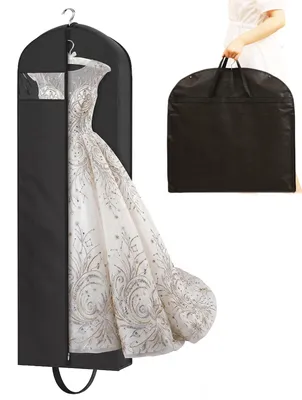 Kleidersack lang 180 cm, mottenfest, mit Sichtfenster, schwarz