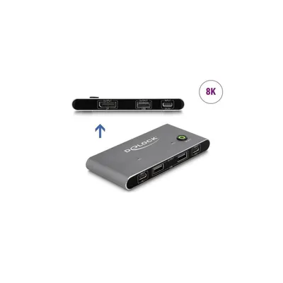 Produktbild von Delock USB-C KVM Switch zu DisplayPort 8K 30 Hz mit USB 2.0