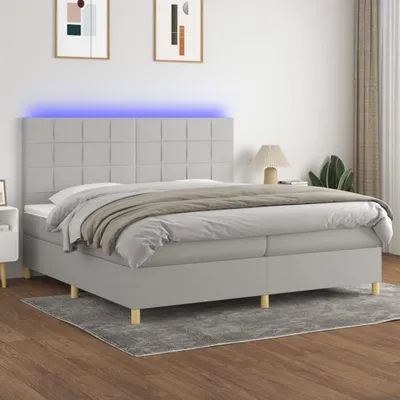 Produktbild von Maison Exclusive - Boxspringbett mit Matratze & LED Hellgrau 200x200 cm Stoff