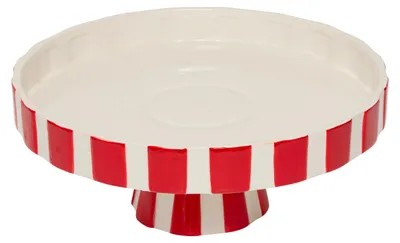 Produktbild von Weihnachtsplatte aus Keramik, rot-weiß, Ø 27 cm