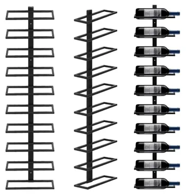 Image de Étagère métallique pour bouteilles de vin - Fixation murale - Capacité pour 10 bouteilles de vin - Support mural pour bouteilles de vin - Noir