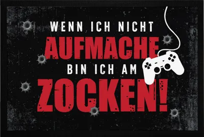 Produktbild von Fußmatte mit Spruch Gamer Wenn ich nicht aufmache bin ich am Zocken Geschenk für Zocker Konsolen Gamer Gaming Fans Moonworks®
